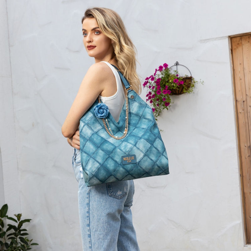 BLUE FLOWER SHOULDER BAG