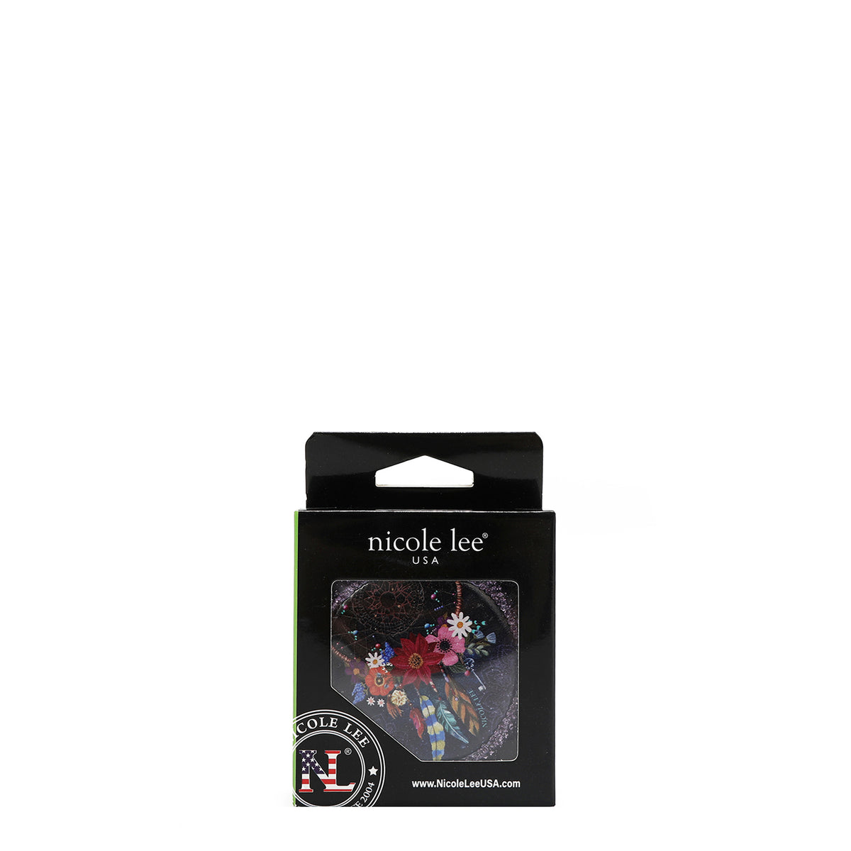 RHINESTONE COMPACT BRUSH MIRROR