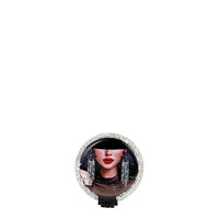 RHINESTONE COMPACT BRUSH MIRROR