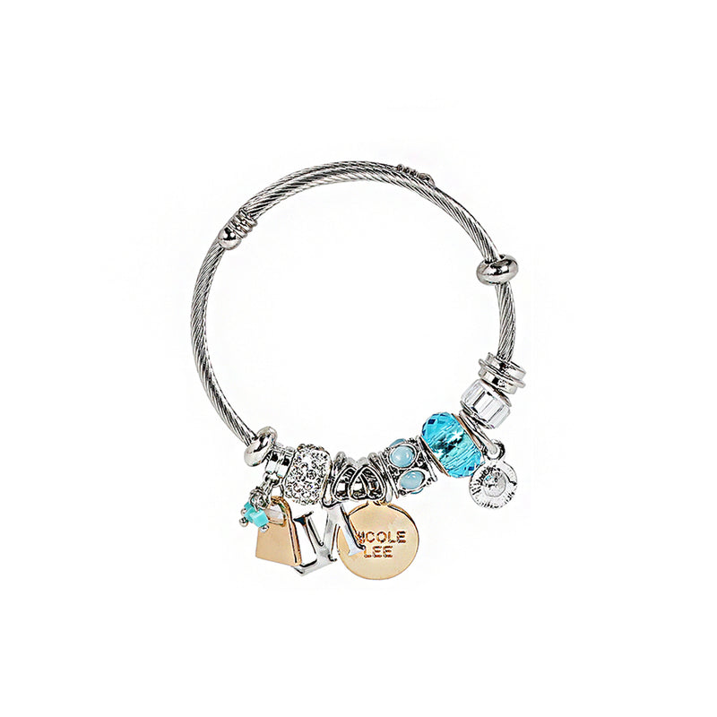 BLUE SILVER CHARM BRACELET