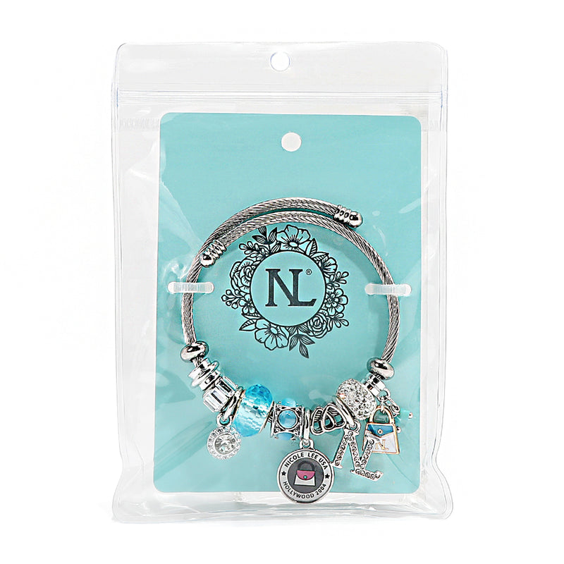 BLUE SILVER CHARM BRACELET