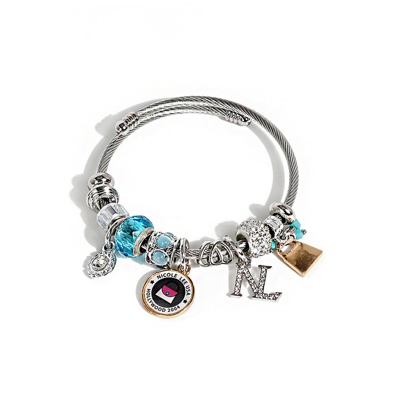 BLUE SILVER CHARM BRACELET