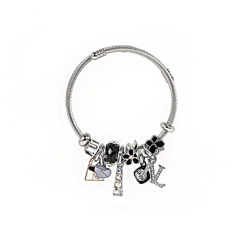 MONOCHROME SILVER CHARM BRACELET