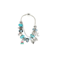 SILVER CHARM BRACELET LIGHT BLUE