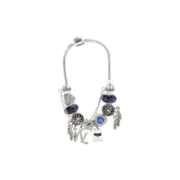 SILVER CHARM BRACELET BLUE