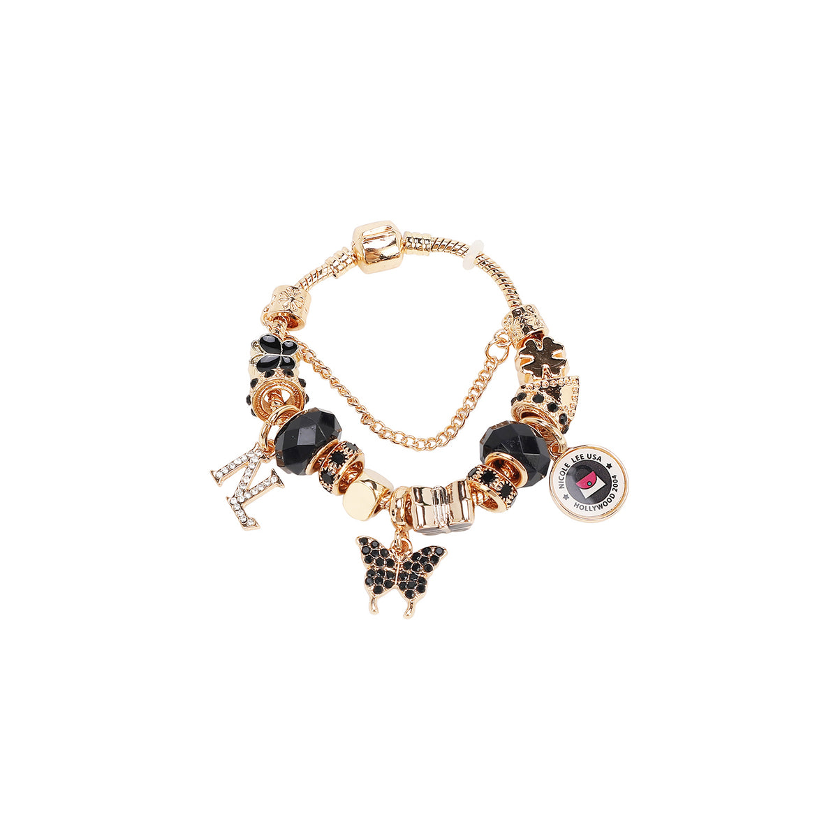 GOLD CHARM BRACELET BLACK