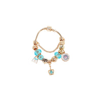 GOLD CHARM BRACELET BLUE
