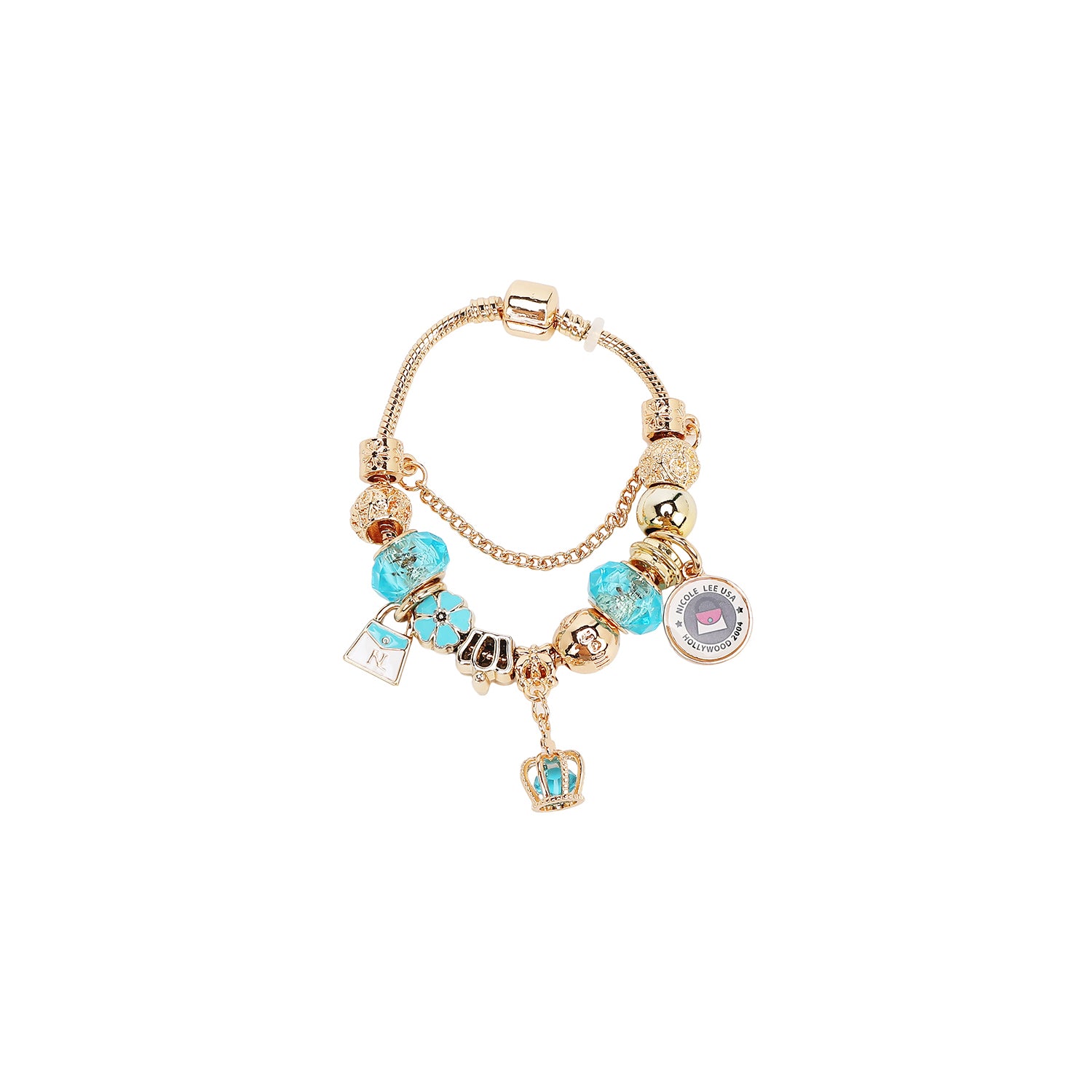 GOLD CHARM BRACELET BLUE