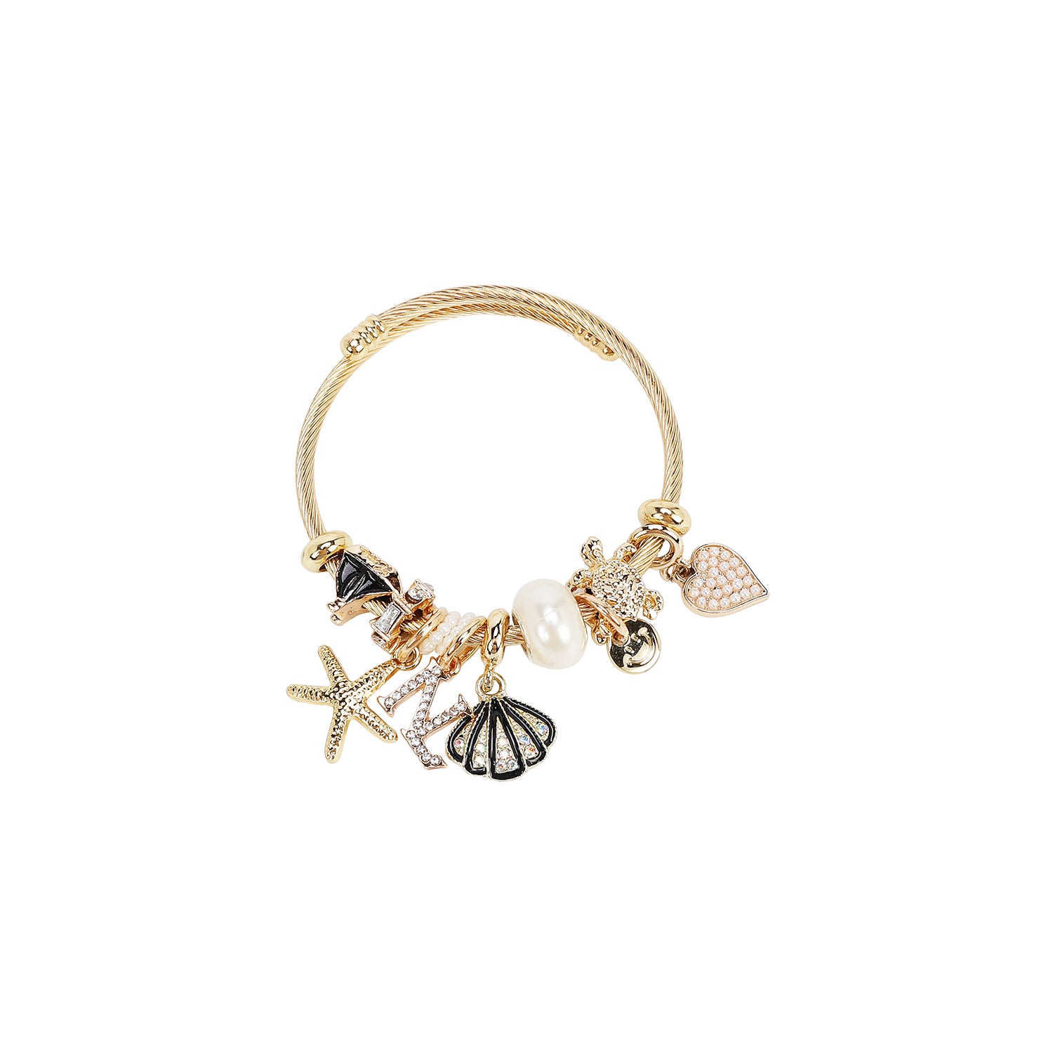 GOLD CABLE CHARM BRACELET