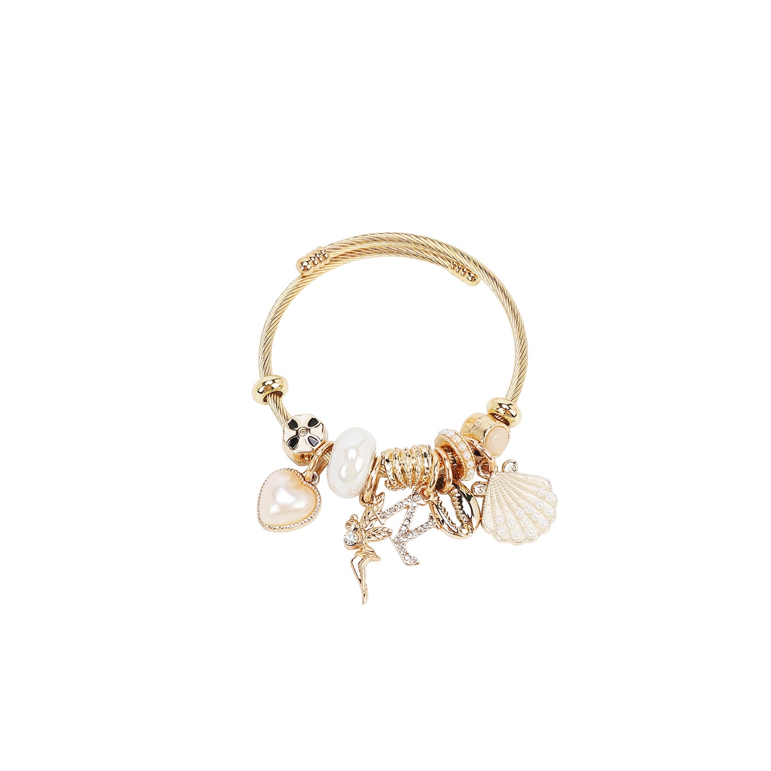 GOLD ROMANTIC OCEAN CHARM CABLE BRACELET
