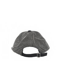 OUR BIJOUX CAP IN SILVER WITH AN ADJUSTABLE METAL CLASP BACK CLOSURE.