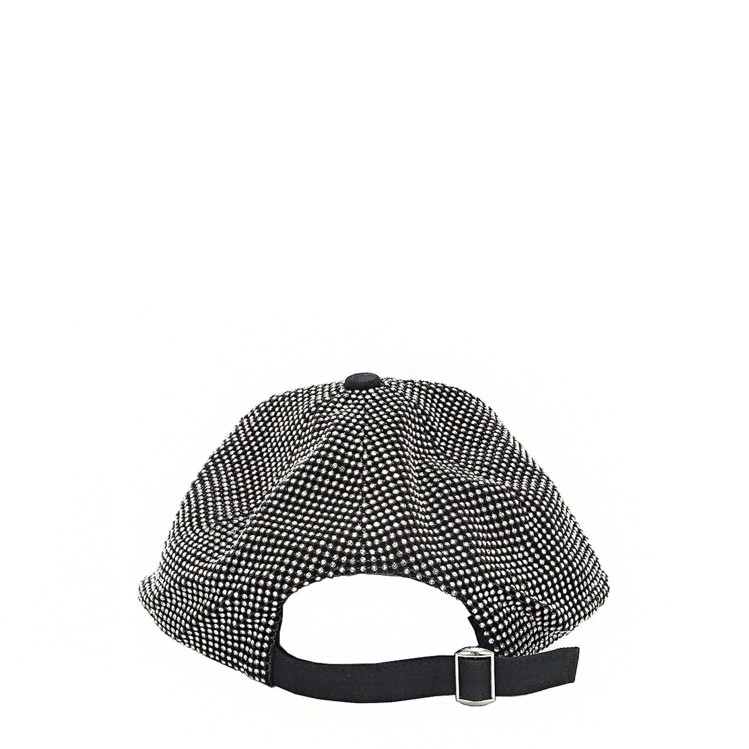 OUR BIJOUX CAP IN SILVER WITH AN ADJUSTABLE METAL CLASP BACK CLOSURE.