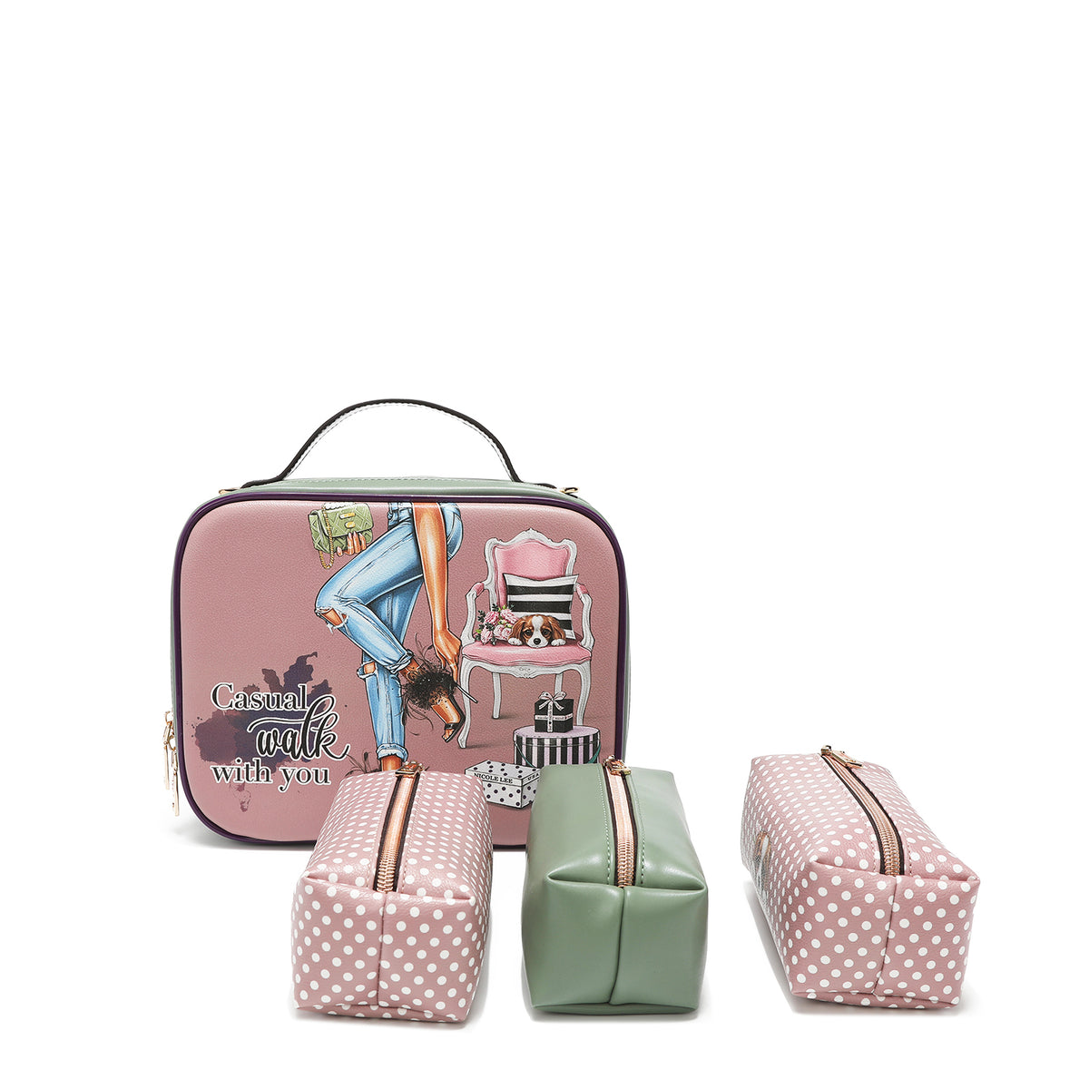 TRAVEL HANDBAG WITH POUCH SET