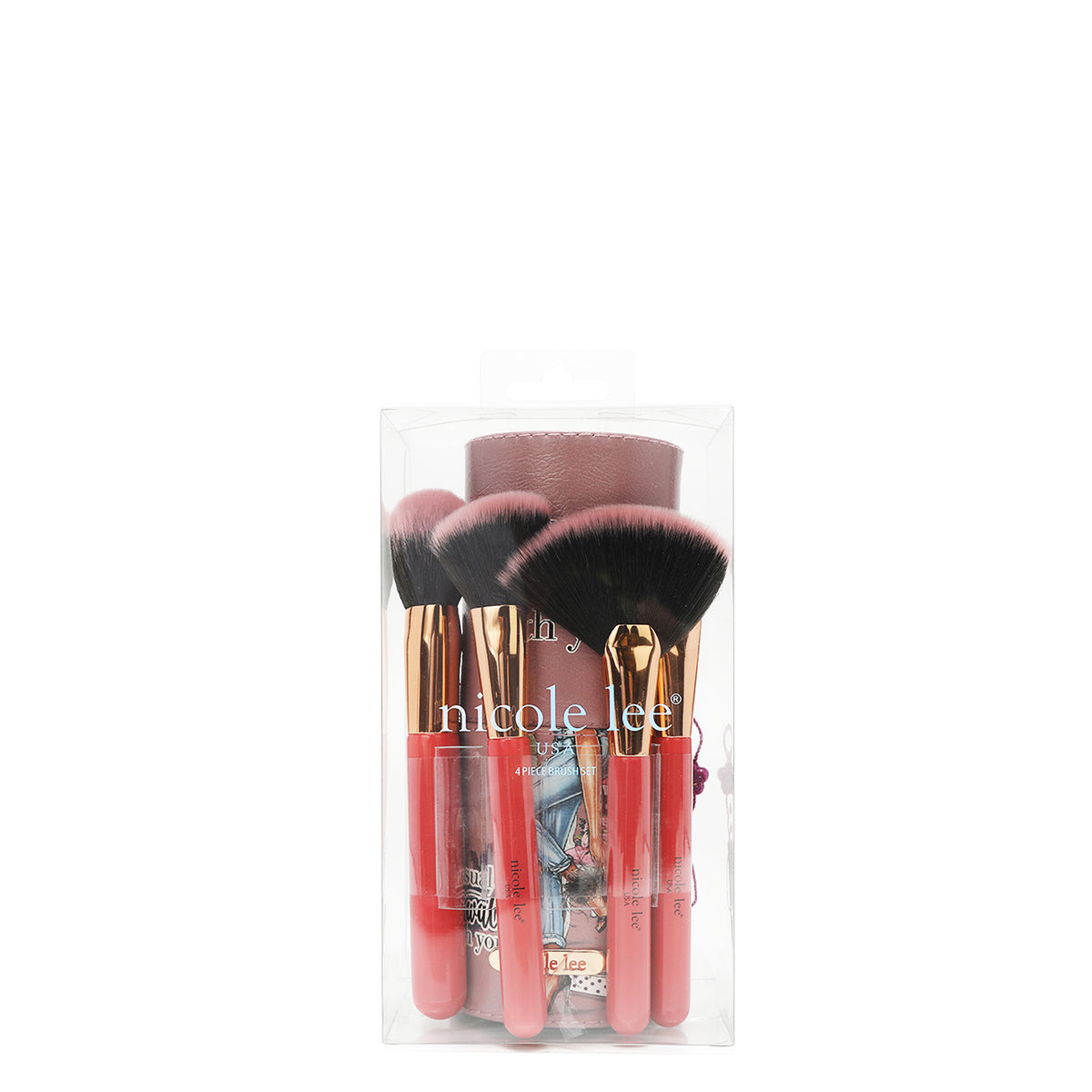 MACARIA MAKEUP CASE WITH 4 PIECE BRUSH SET