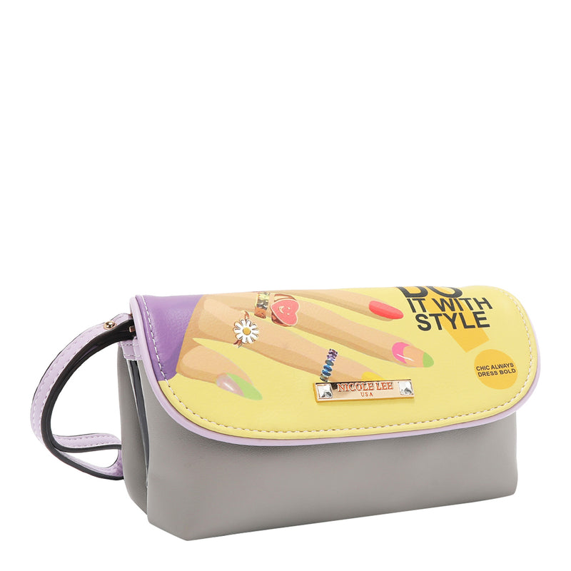 OUR JENI MAKEUP BAG IN OUR NICOLE LEE NAIL POLISH DESING.