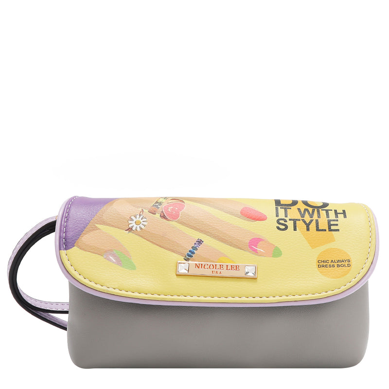 OUR JENI MAKEUP BAG IN OUR NICOLE LEE NAIL POLISH DESING.