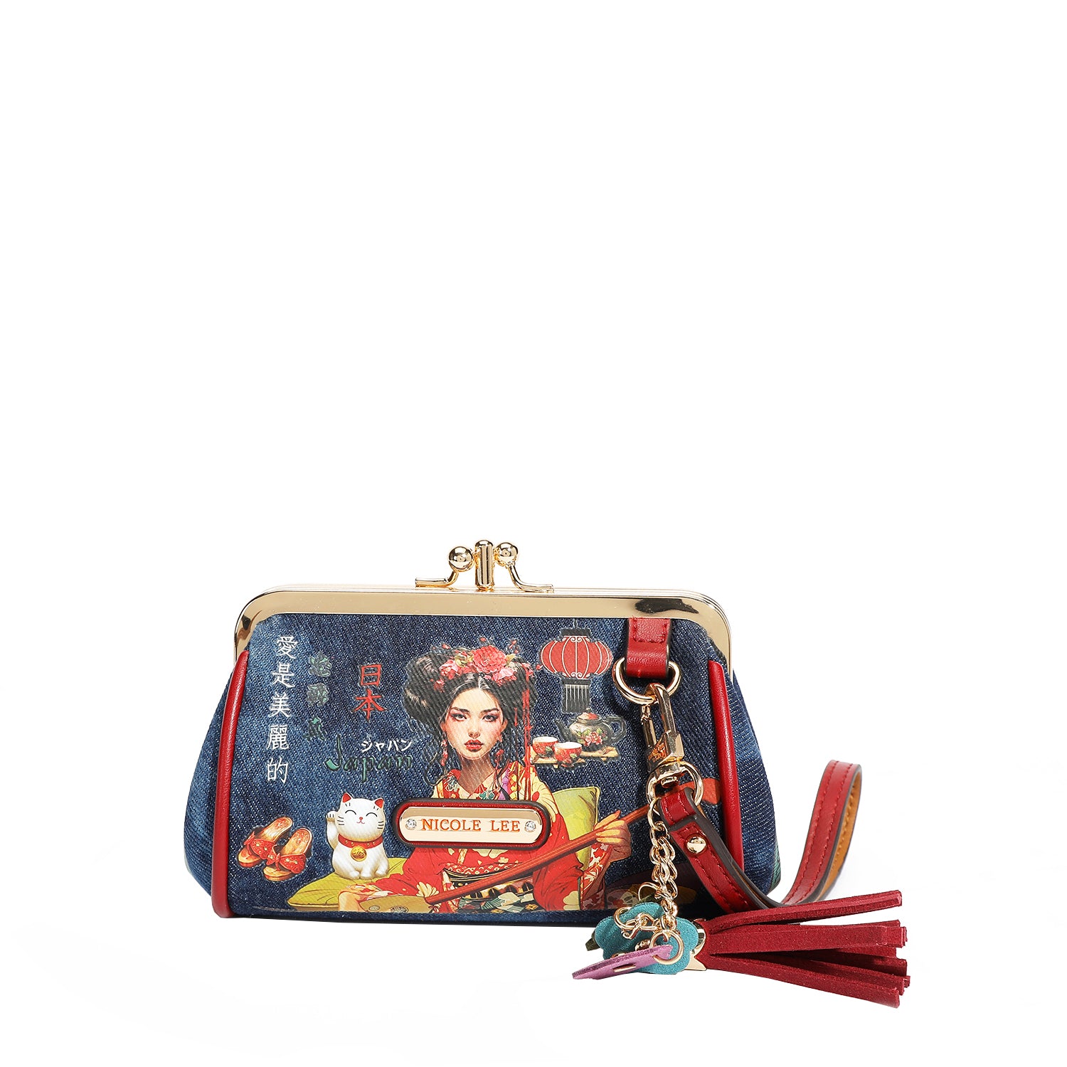 DENIM MINI KISS LOCK COIN PURSE WRISTLET