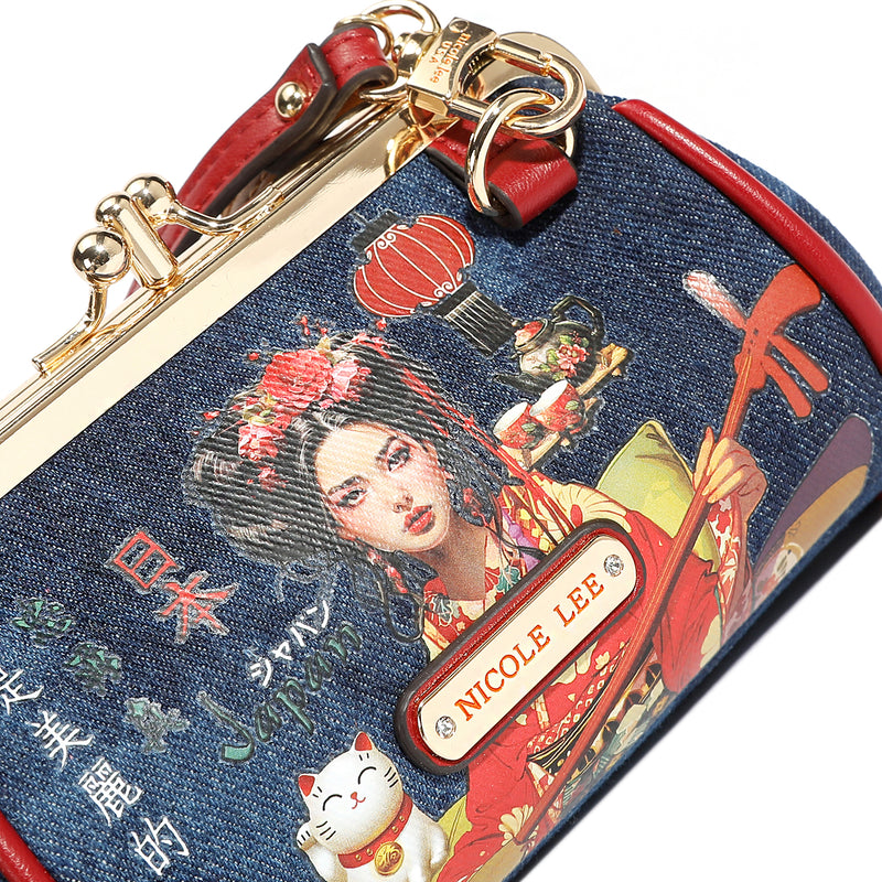 DENIM MINI KISS LOCK COIN PURSE WRISTLET