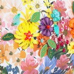 CLOSER LOOK TO THE FRONT OF DREAMS BLOSSOM SHOULDER BAG EMBELLISHED WITH RESIN FLOWERS , SEQUINS, BEADS AND APPLIQUES