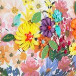 CLOSER LOOK TO THE FRONT OF DREAMS BLOSSOM SHOULDER BAG EMBELLISHED WITH RESIN FLOWERS , SEQUINS, BEADS AND APPLIQUES