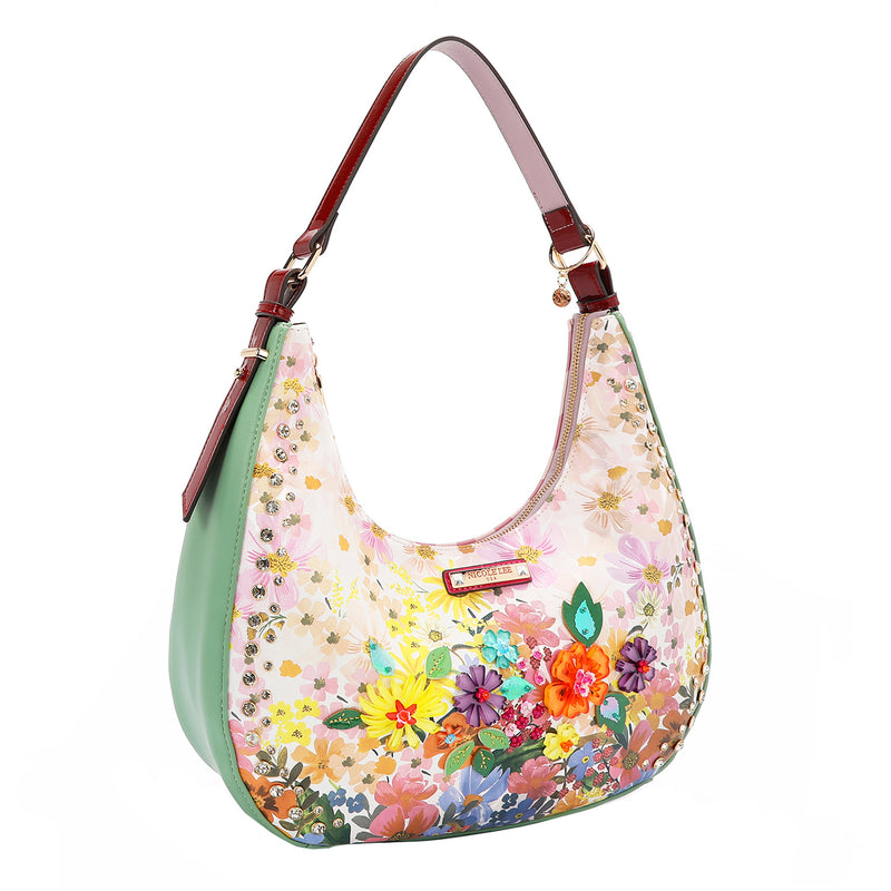 OUR NICOLE LEE HOBO HANDBAG IN DREAMS BLOSSOM DESIGN.