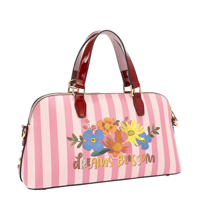 OUR NICOLE LEE DOME HANDBAG IN DREAMS BLOSSOM BACK DESIGN.