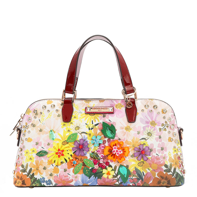 OUR NICOLE LEE DOME HANDBAG IN DREAMS BLOSSOM DESIGN.