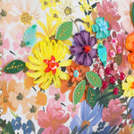 CLOSER LOOK TO THE FRONT OF DREAMS BLOSSOM SHOULDER BAG EMBELLISHED WITH RESIN FLOWERS , SEQUINS, BEADS AND APPLIQUES