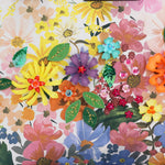 CLOSER LOOK TO THE FRONT OF DREAMS BLOSSOM SHOULDER BAG EMBELLISHED WITH RESIN FLOWERS , SEQUINS, BEADS AND APPLIQUES