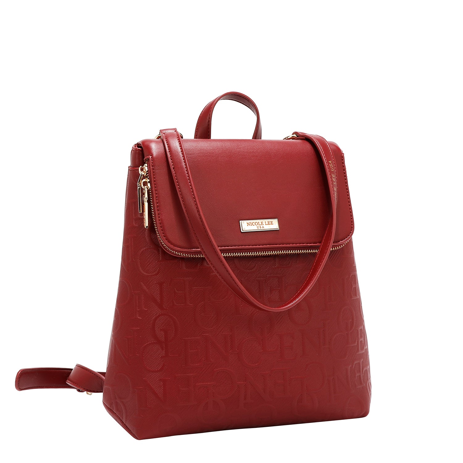 EMBOSSED ELEGANCE CONVERTIBLE FLAP BACKPACK / SHOULDER BAG