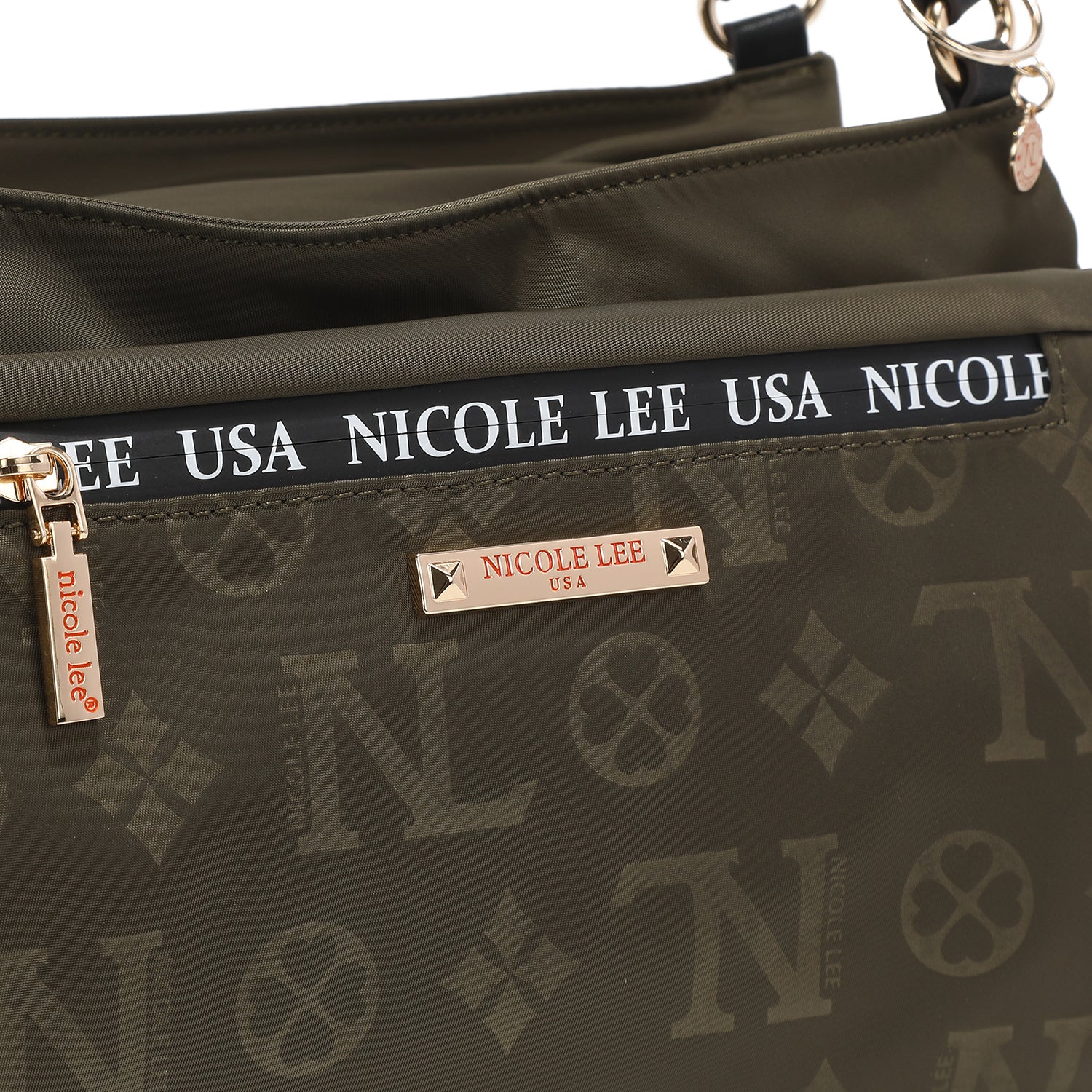 Keysha Nylon Designer Monogram Flap Crossbody with Front Pocket,  Lightweight – Nicole Lee Online