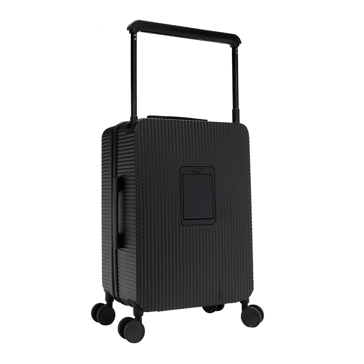 Back view of our Carry on Suitcase in color black.