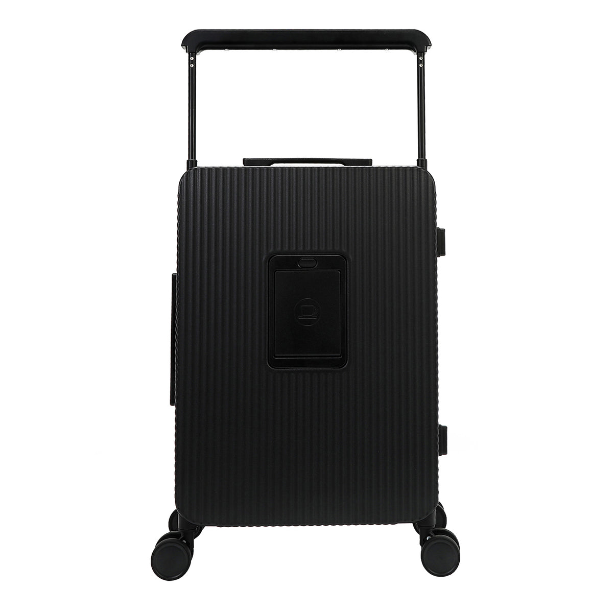 Back view of our Carry on Suitcase in color black.