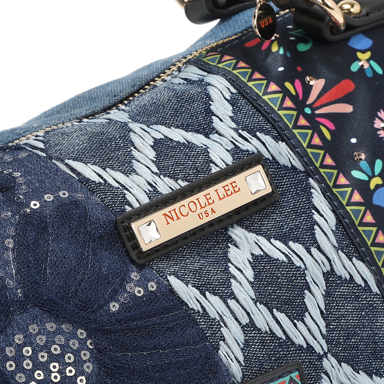 BOSQUE DE AMOR DENIM BOSTON BAG