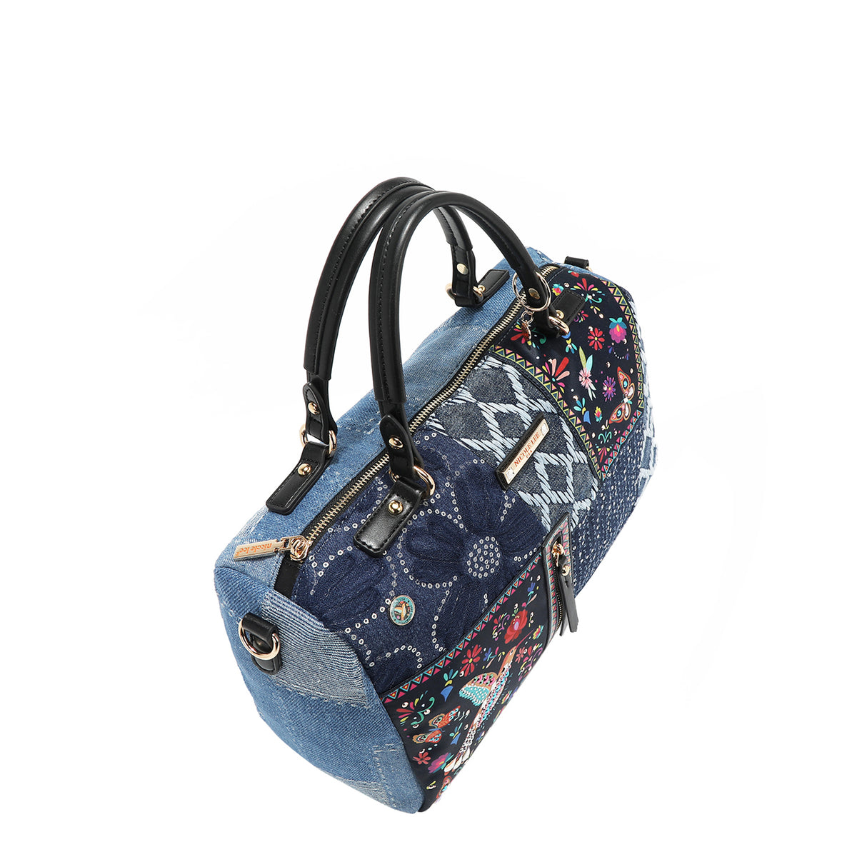 BOSQUE DE AMOR DENIM BOSTON BAG