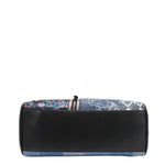 Rectangular bottom angle of our Bosque de amor denim satchel bag.