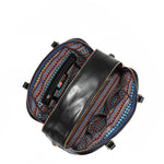 interior opens up the 2 main compartments to reveal an interior back slip compartment. Side D-rings for optional shoulder strap attachment provide varied carrying options. 