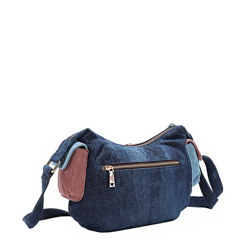 COLOR BLOCK DENIM CROSSBODY