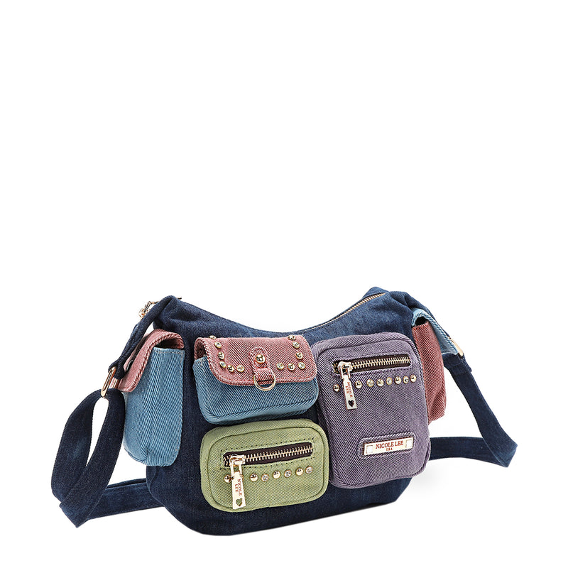 COLOR BLOCK DENIM CROSSBODY