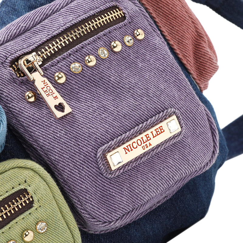 COLOR BLOCK DENIM CROSSBODY