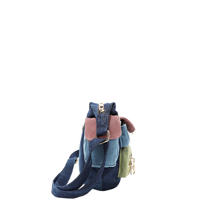 COLOR BLOCK DENIM CROSSBODY