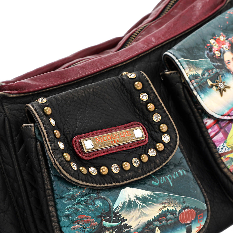 AKIKO LA BELLEZA DENIM SHOULDER BAG