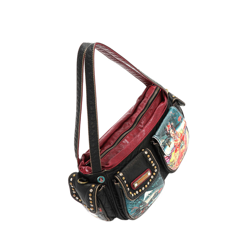 AKIKO LA BELLEZA DENIM SHOULDER BAG