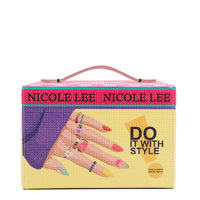 FRONT LARGE JEWELRY BOX WITH TOP HANDLE RHINESTONE ALL AROUND WITH OUR  NICOLE LEE NAIL POLISH DESING.