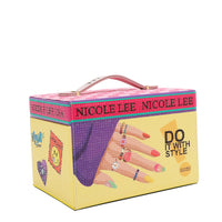 FRONT LARGE JEWELRY BOX WITH TOP HANDLE RHINESTONE ALL AROUND WITH OUR  NICOLE LEE NAIL POLISH DESING.