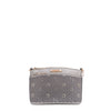 OUR GRACIE CROSSBODY WITH LACER-CUT AND RHINESTONES DETAILS IN COLOR PEWTER.