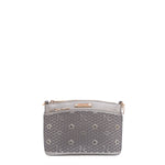 OUR GRACIE CROSSBODY WITH LACER-CUT AND RHINESTONES DETAILS IN COLOR PEWTER.