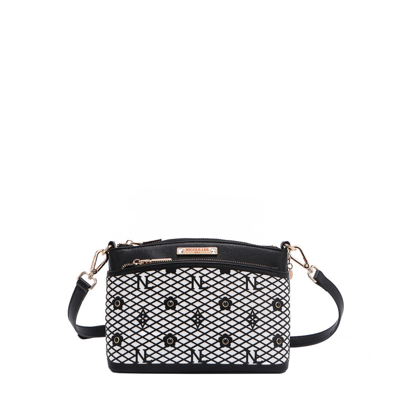 OUR GRACIE CROSSBODY WITH LACER-CUT AND RHINESTONES DETAILS IN COLOR BLACK