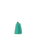 OUR GRACIE CROSSBODY WITH LACER-CUT AND RHINESTONES DETAILS IN COLOR EMERALD.