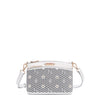 OUR GRACIE CROSSBODY WITH LACER-CUT AND RHINESTONES DETAILS IN COLOR WHITE.